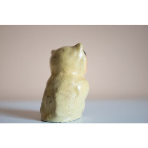 Small stoneware owl figurine hand painted in yellow - Picture 5 of 6